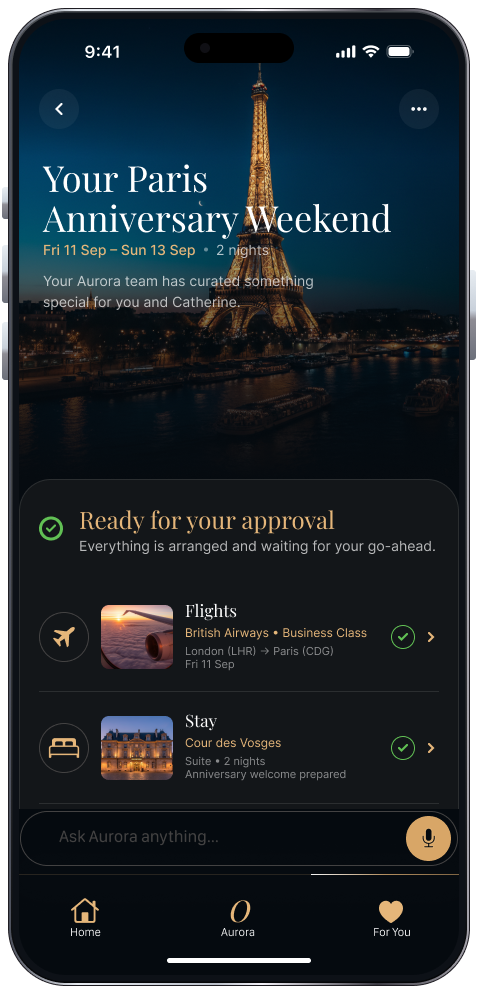 Aurora trip approval screen