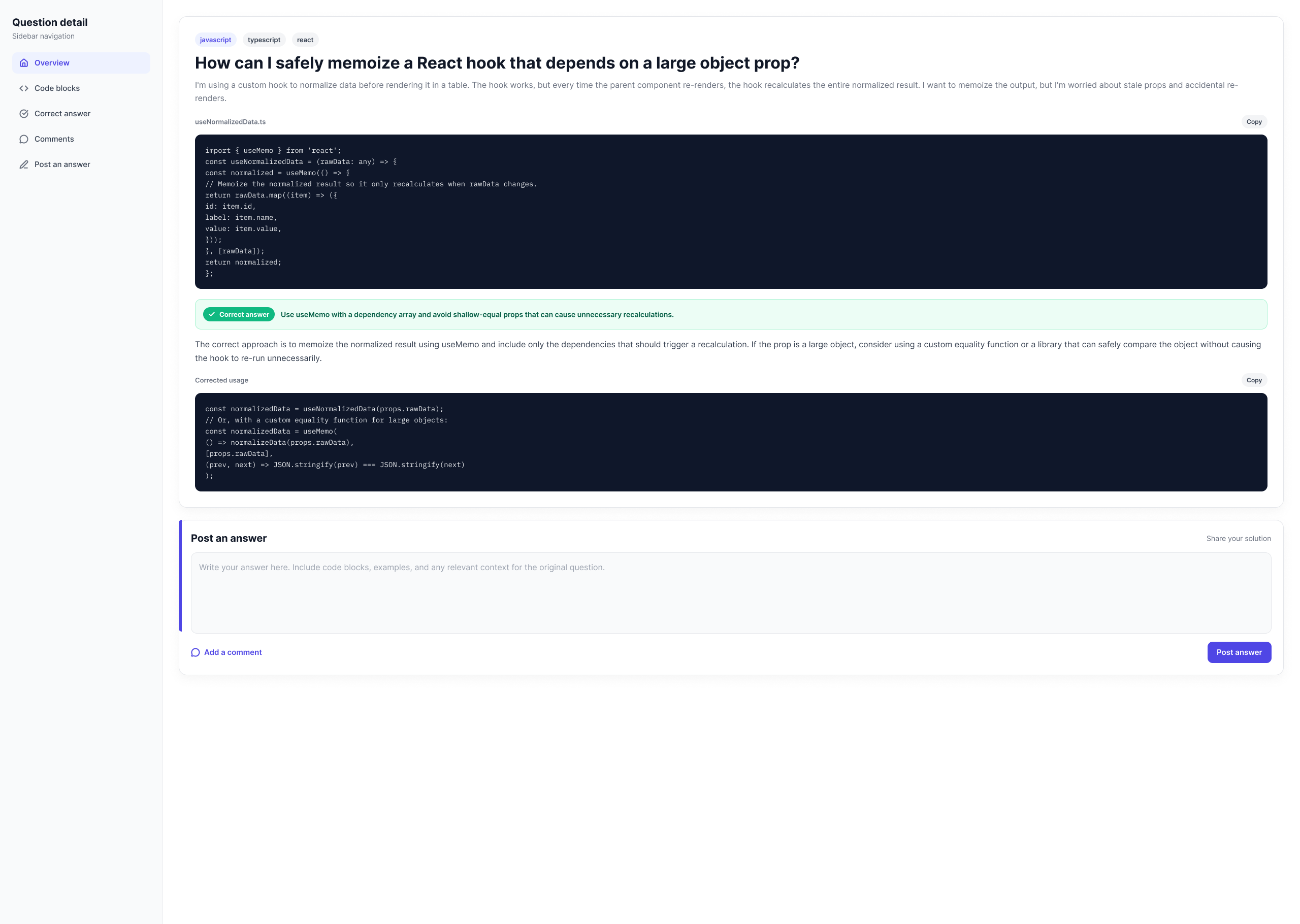 Code focused question detail